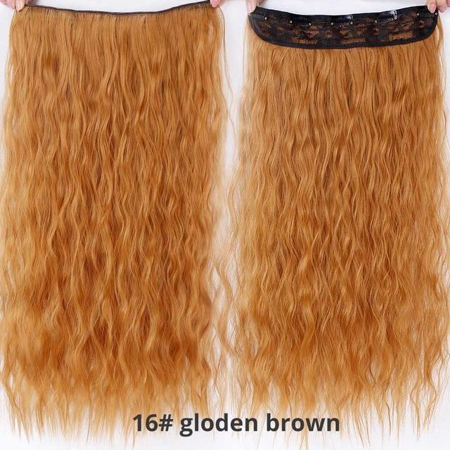 AISI BEAUTY Long Clips in Hair Extension Synthetic Natural Hair Water Wave Blonde Black 22" 28'' For Women Hairpieces