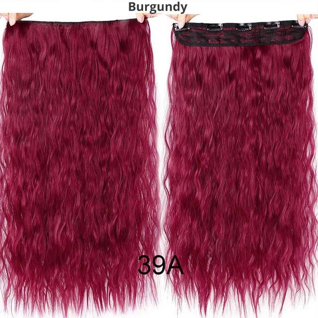 AISI BEAUTY Long Clips in Hair Extension Synthetic Natural Hair Water Wave Blonde Black 22" 28'' For Women Hairpieces