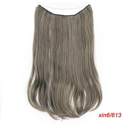 AISI BEAUTY Natural No Clips in Hair Extensions Long Synthetic Fish Line Straight Hair Extensions Secret Invisible Hairpieces
