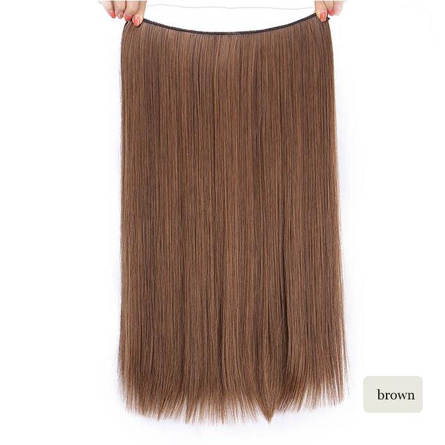 AISI BEAUTY Natural No Clips in Hair Extensions Long Synthetic Fish Line Straight Hair Extensions Secret Invisible Hairpieces