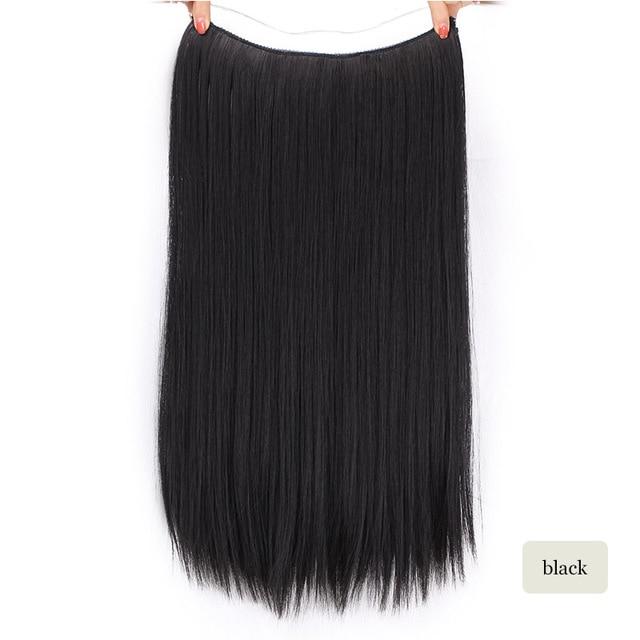 AISI BEAUTY Natural No Clips in Hair Extensions Long Synthetic Fish Line Straight Hair Extensions Secret Invisible Hairpieces
