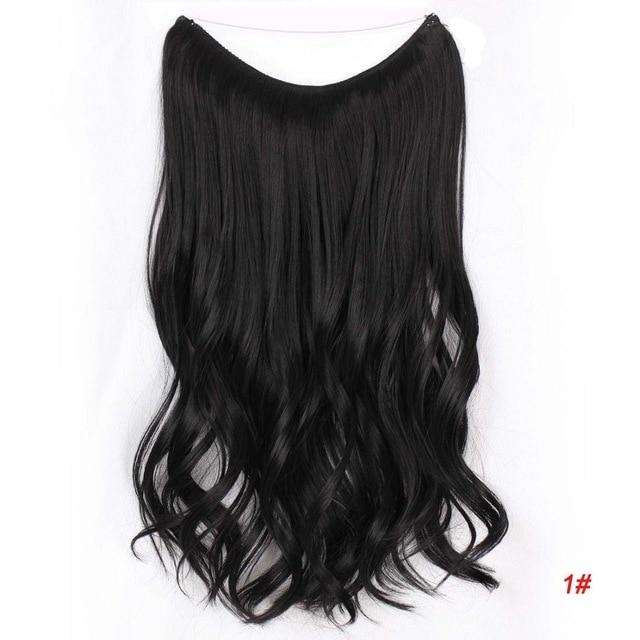 AISI BEAUTY Natural No Clips in Hair Extensions Long Synthetic Fish Line Straight Hair Extensions Secret Invisible Hairpieces