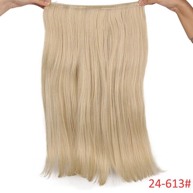 AISI BEAUTY Natural No Clips in Hair Extensions Long Synthetic Fish Line Straight Hair Extensions Secret Invisible Hairpieces