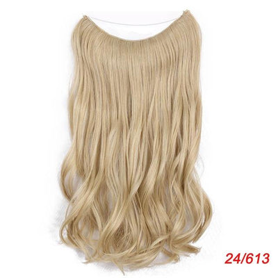 AISI BEAUTY Natural No Clips in Hair Extensions Long Synthetic Fish Line Straight Hair Extensions Secret Invisible Hairpieces