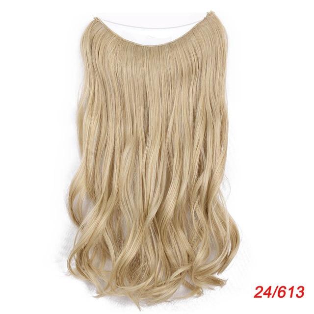 AISI BEAUTY Natural No Clips in Hair Extensions Long Synthetic Fish Line Straight Hair Extensions Secret Invisible Hairpieces