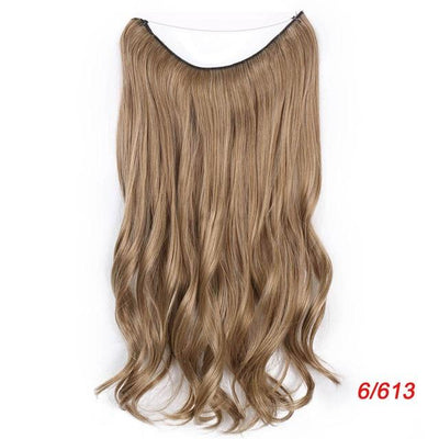 AISI BEAUTY Natural No Clips in Hair Extensions Long Synthetic Fish Line Straight Hair Extensions Secret Invisible Hairpieces