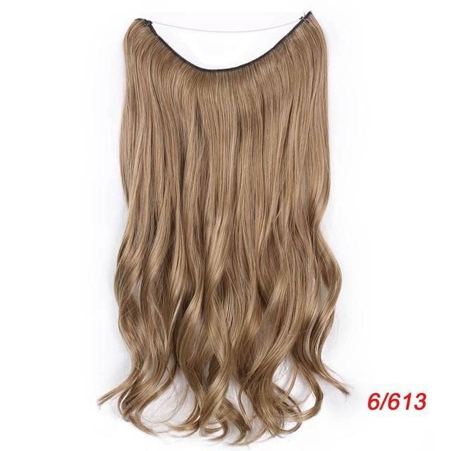 AISI BEAUTY Natural No Clips in Hair Extensions Long Synthetic Fish Line Straight Hair Extensions Secret Invisible Hairpieces