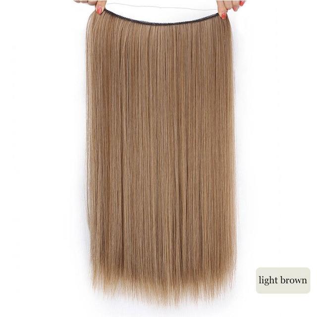 AISI BEAUTY Natural No Clips in Hair Extensions Long Synthetic Fish Line Straight Hair Extensions Secret Invisible Hairpieces
