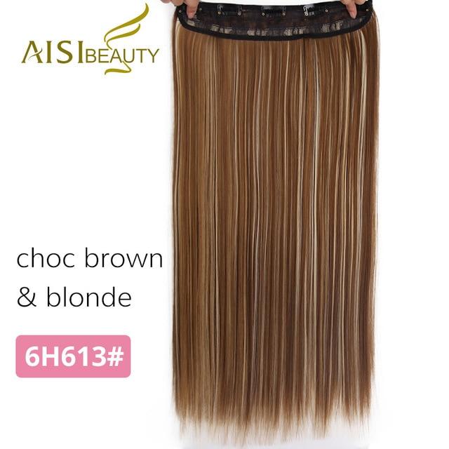 AISI BEAUTY 5 Clips Synthetic Hair Long Straight Blonde Clip In Hair Extensions False Hair Brown Black Hair Pieces for Women