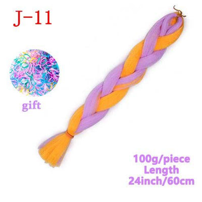 MERISIHAIR Long Ombre Kanekalon Jumbo Synthetic Woven Hair Crochet Yellow Pink Purple Gray Hair Extension Oversized Tweezers