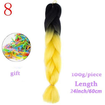 MERISIHAIR Long Ombre Kanekalon Jumbo Synthetic Woven Hair Crochet Yellow Pink Purple Gray Hair Extension Oversized Tweezers