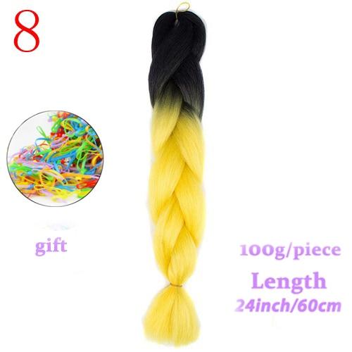 MERISIHAIR Long Ombre Kanekalon Jumbo Synthetic Woven Hair Crochet Yellow Pink Purple Gray Hair Extension Oversized Tweezers
