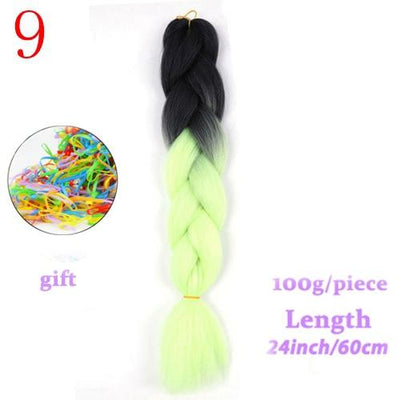 MERISIHAIR Long Ombre Kanekalon Jumbo Synthetic Woven Hair Crochet Yellow Pink Purple Gray Hair Extension Oversized Tweezers