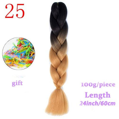 MERISIHAIR Long Ombre Kanekalon Jumbo Synthetic Woven Hair Crochet Yellow Pink Purple Gray Hair Extension Oversized Tweezers
