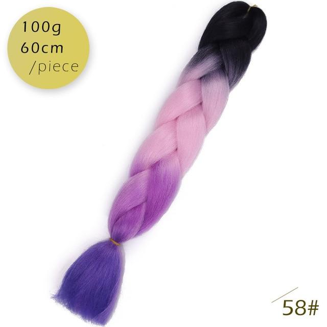 Spring sunshine 1 5PCS 24inch Jumbo Braid Hair Yaki Soft Hair Ombre Crochet Braiding Synthetic Hair Extension For Braids Pink