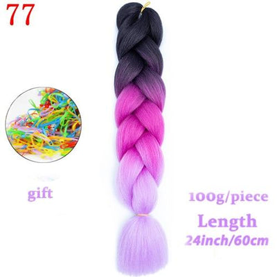 MERISIHAIR 24inch Ombre  Synthetic Crochet Hair Extensions Jumbo Braids Hairstyles Pink  Red Blue Braiding Hair