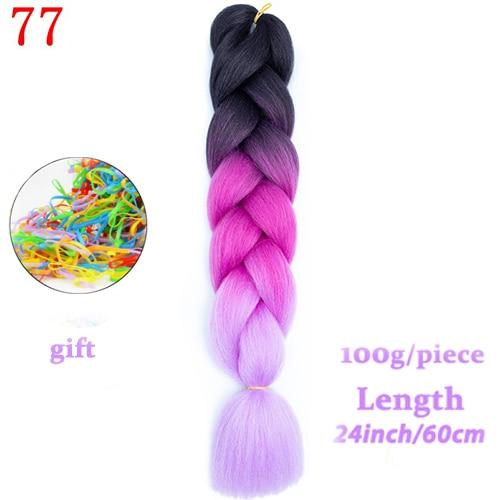 MERISIHAIR 24inch Ombre  Synthetic Crochet Hair Extensions Jumbo Braids Hairstyles Pink  Red Blue Braiding Hair