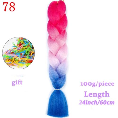 MERISIHAIR 24inch Ombre  Synthetic Crochet Hair Extensions Jumbo Braids Hairstyles Pink  Red Blue Braiding Hair