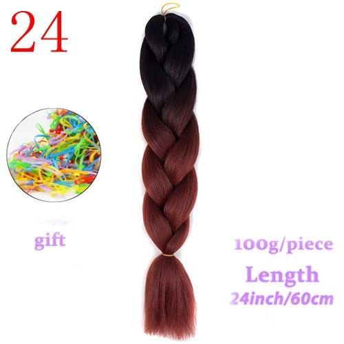 MERISIHAIR 24inch Ombre  Synthetic Crochet Hair Extensions Jumbo Braids Hairstyles Pink  Red Blue Braiding Hair