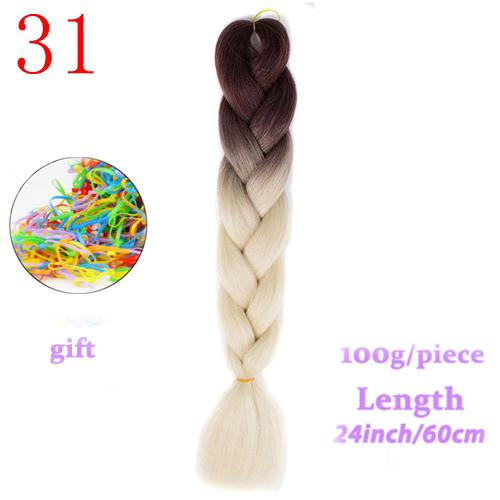 MERISIHAIR 24inch Ombre  Synthetic Crochet Hair Extensions Jumbo Braids Hairstyles Pink  Red Blue Braiding Hair