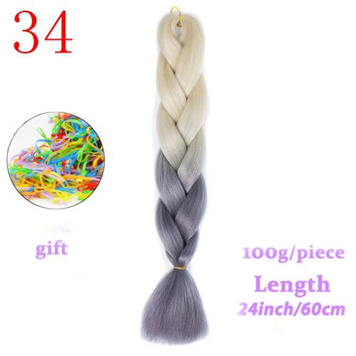 MERISIHAIR 24inch Ombre  Synthetic Crochet Hair Extensions Jumbo Braids Hairstyles Pink  Red Blue Braiding Hair