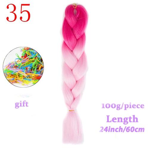 MERISIHAIR 24inch Ombre  Synthetic Crochet Hair Extensions Jumbo Braids Hairstyles Pink  Red Blue Braiding Hair