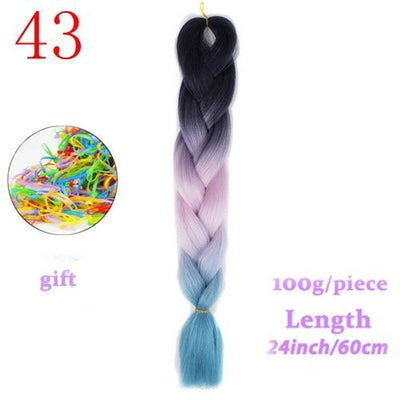 MERISIHAIR 24inch Ombre  Synthetic Crochet Hair Extensions Jumbo Braids Hairstyles Pink  Red Blue Braiding Hair