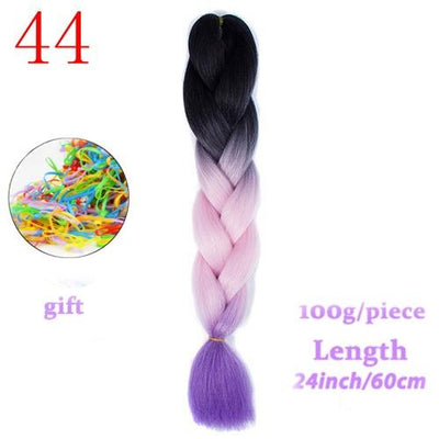 MERISIHAIR 24inch Ombre  Synthetic Crochet Hair Extensions Jumbo Braids Hairstyles Pink  Red Blue Braiding Hair