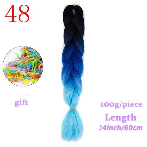 MERISIHAIR 24inch Ombre  Synthetic Crochet Hair Extensions Jumbo Braids Hairstyles Pink  Red Blue Braiding Hair