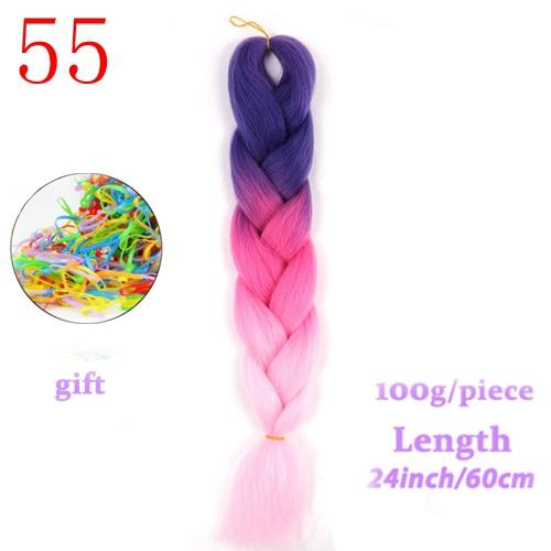 MERISIHAIR 24inch Ombre  Synthetic Crochet Hair Extensions Jumbo Braids Hairstyles Pink  Red Blue Braiding Hair