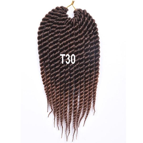 AliRobam Havana Twist Braid Gray/brown/red Braiding Hair Crochet Braids Ombre Color Synthetic Hair Extensions 12 Roots/pack
