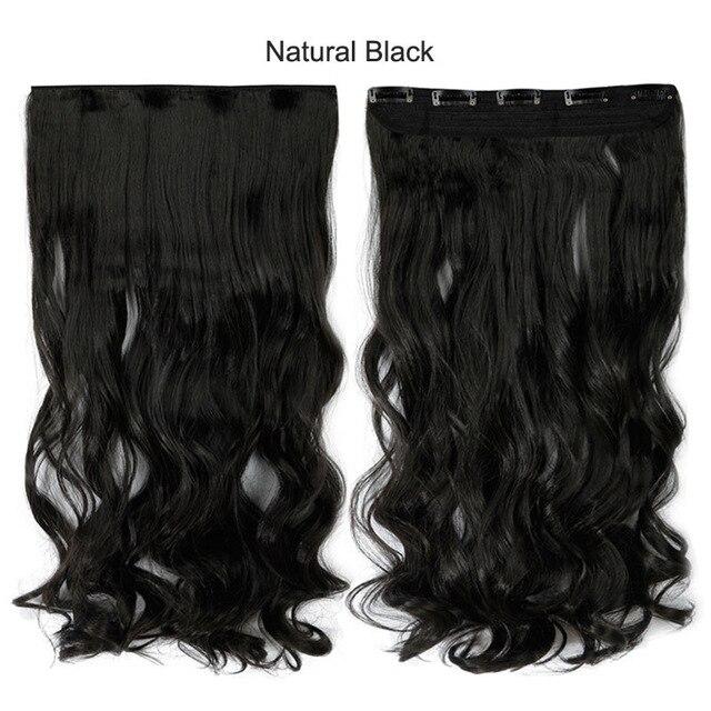 SNOILITE 17/24/27/29" Long Curly Synthetic Clip in one piece Hair Extensions Half Full Head Hairpiece with 5 clips Black Brown