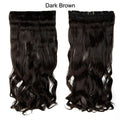 SNOILITE 17/24/27/29" Long Curly Synthetic Clip in one piece Hair Extensions Half Full Head Hairpiece with 5 clips Black Brown