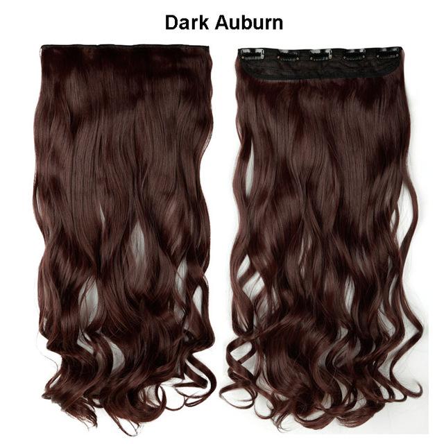 SNOILITE 17/24/27/29" Long Curly Synthetic Clip in one piece Hair Extensions Half Full Head Hairpiece with 5 clips Black Brown