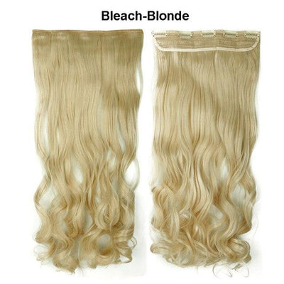 SNOILITE 17/24/27/29" Long Curly Synthetic Clip in one piece Hair Extensions Half Full Head Hairpiece with 5 clips Black Brown