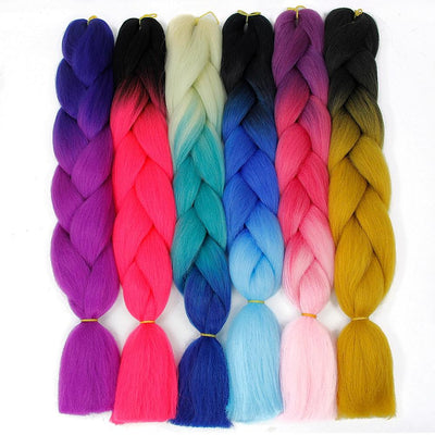 YXCHERISHAIR 24" Synthetic Braiding Hair Extensions Ombre Crochet Braids Yellow Hair Jumbo Braid Box Braids