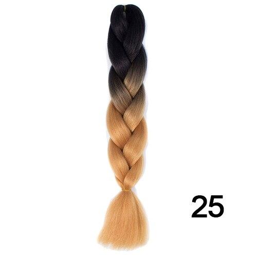 YXCHERISHAIR 24" Synthetic Braiding Hair Extensions Ombre Crochet Braids Yellow Hair Jumbo Braid Box Braids