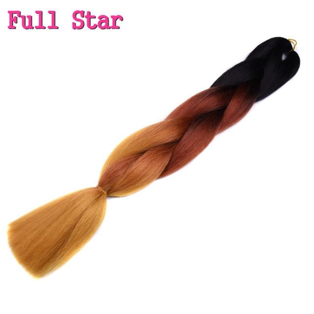 Ombre braiding hair Extensions 1Pack 24" 100G jumbo braid Long Brown Synthetic dreads Crochet braids Full Star Hair