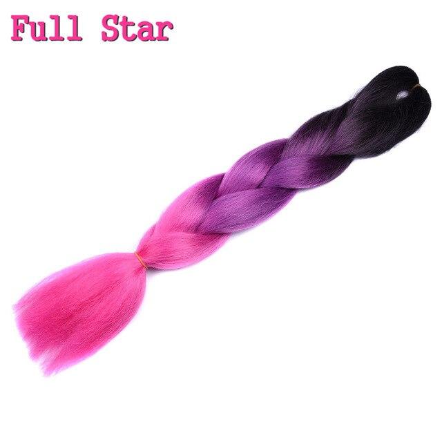 Ombre braiding hair Extensions 1Pack 24" 100G jumbo braid Long Brown Synthetic dreads Crochet braids Full Star Hair