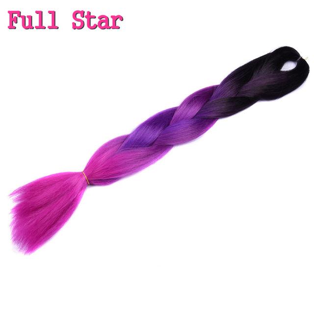 Ombre braiding hair Extensions 1Pack 24" 100G jumbo braid Long Brown Synthetic dreads Crochet braids Full Star Hair