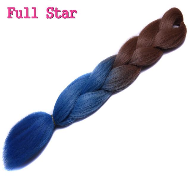 Ombre braiding hair Extensions 1Pack 24" 100G jumbo braid Long Brown Synthetic dreads Crochet braids Full Star Hair