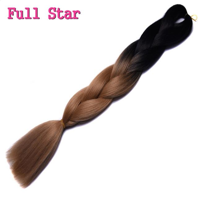 Ombre braiding hair Extensions 1Pack 24" 100G jumbo braid Long Brown Synthetic dreads Crochet braids Full Star Hair