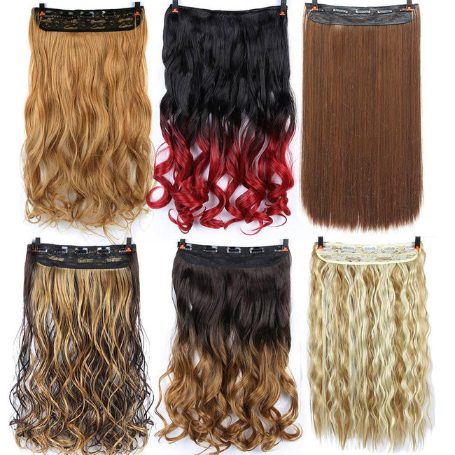 Pageup 24 Inch Long Sizes Wavy 5 Clip In Hair Extensions Clips High Temperature Fiber Various Color Synthetic Fake Hair Pieces