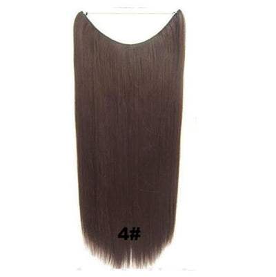 JOY&BEAUTY 22" Invisible Wire No Clips in Hair Extensions 120g High Temperature Fiber Synthetic Hair Secret Fish Line Hairpieces