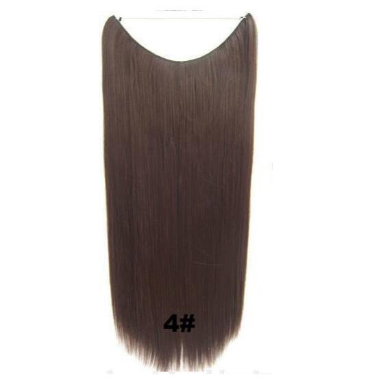 JOY&BEAUTY 22" Invisible Wire No Clips in Hair Extensions 120g High Temperature Fiber Synthetic Hair Secret Fish Line Hairpieces