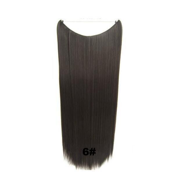 JOY&BEAUTY 22" Invisible Wire No Clips in Hair Extensions 120g High Temperature Fiber Synthetic Hair Secret Fish Line Hairpieces