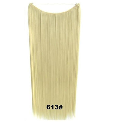 JOY&BEAUTY 22" Invisible Wire No Clips in Hair Extensions 120g High Temperature Fiber Synthetic Hair Secret Fish Line Hairpieces