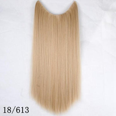 JOY&BEAUTY 22" Invisible Wire No Clips in Hair Extensions 120g High Temperature Fiber Synthetic Hair Secret Fish Line Hairpieces