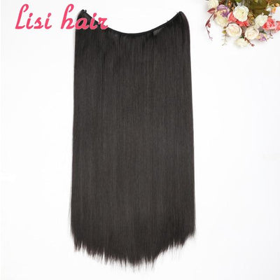 LISI HAIR 24 inches Women Fish Line Hair Extensions Brown Blonde Natural Wavy Long High Tempreture Fiber Synthetic Hairpiece
