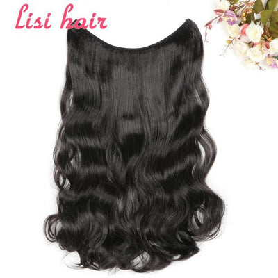 LISI HAIR 24 inches Women Fish Line Hair Extensions Brown Blonde Natural Wavy Long High Tempreture Fiber Synthetic Hairpiece